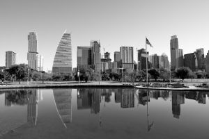 Mirrored Metropolis: Austin in Monochrome