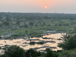 Wildfire sunset over Pedernales